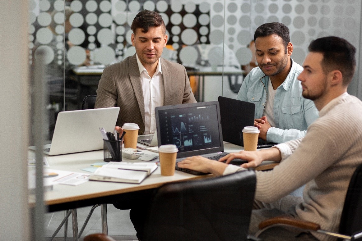 Software development team meeting