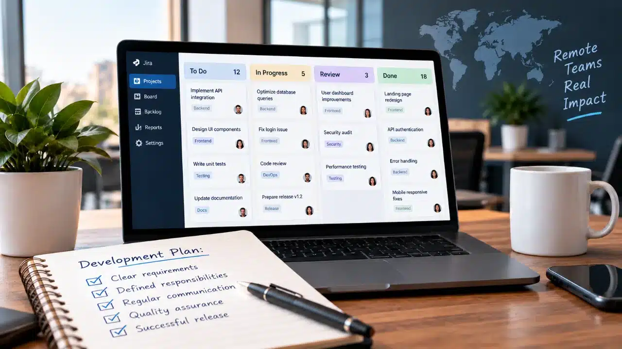 Agile project management workflow for an offshore development team